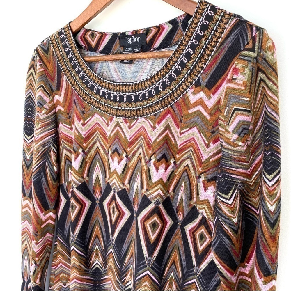 Papillon jersey knit dress with crew neckline and long sleeves,  popover - Picture 8 of 11